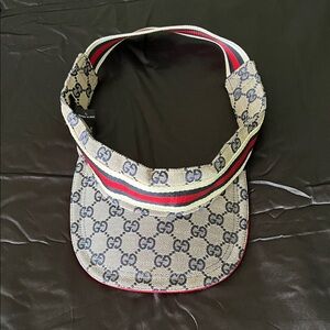 Gucci Beige Visor with Red and Blue Accents